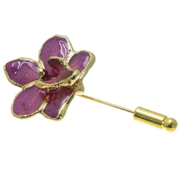 Doritis Orchid Stickpin Brooch - Gold/Light Purple