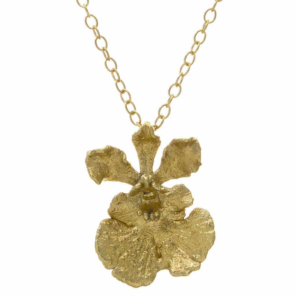 Miniature Gold Oncidium Orchid Pendant