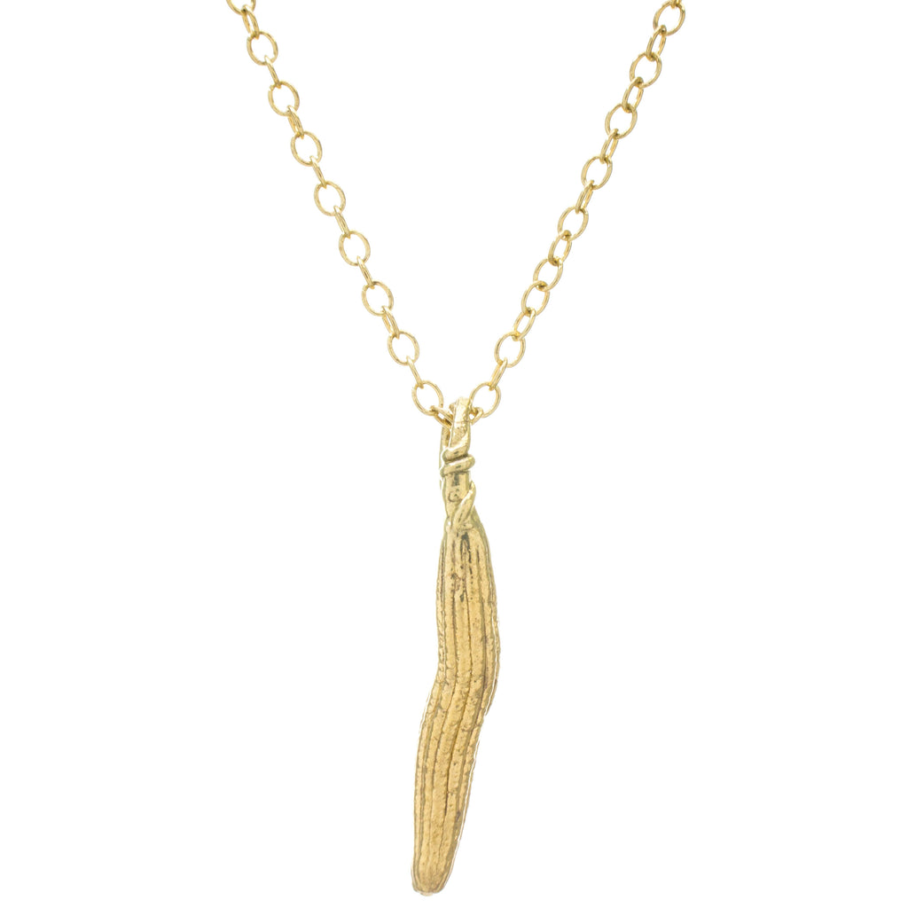 Miniature Gold Molokhia Seed Pod Pendant