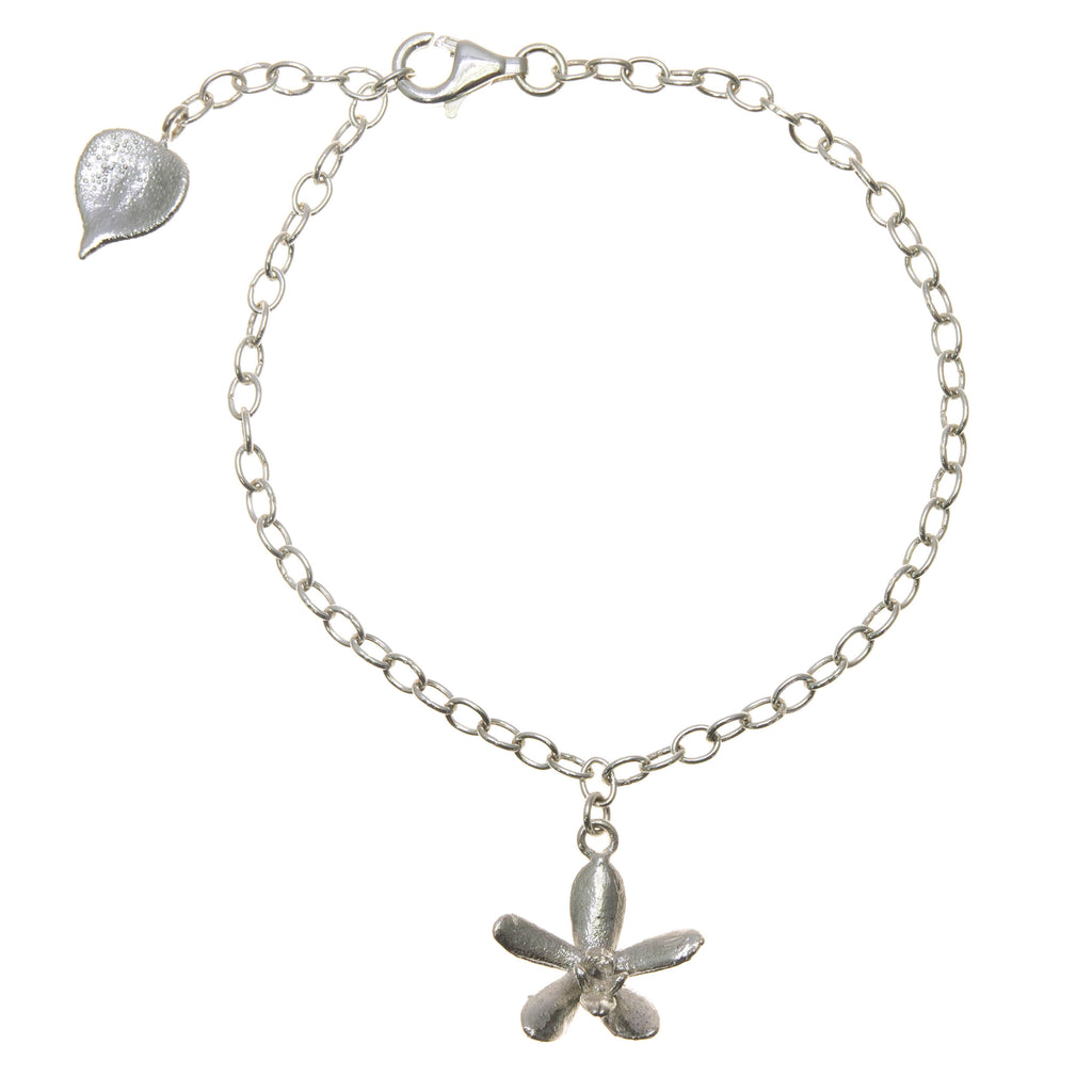 Fine Silver Trichoglottis Orchid Charm Bracelet