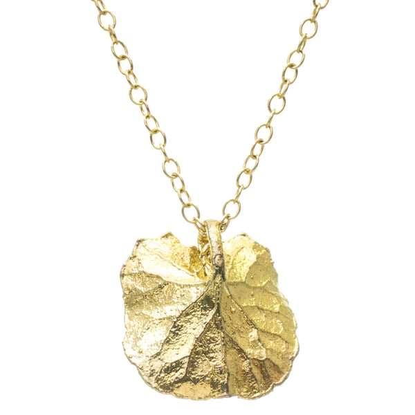 Miniature Gold Pennywort Pendant with Pearl