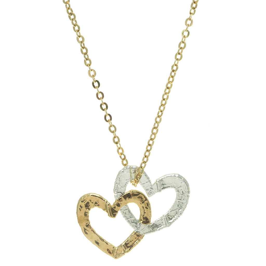 Silver & Gold Double Heart Pendant