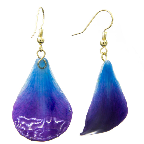 Dendrobium Orchid Petal Earrings - Purple & Blue