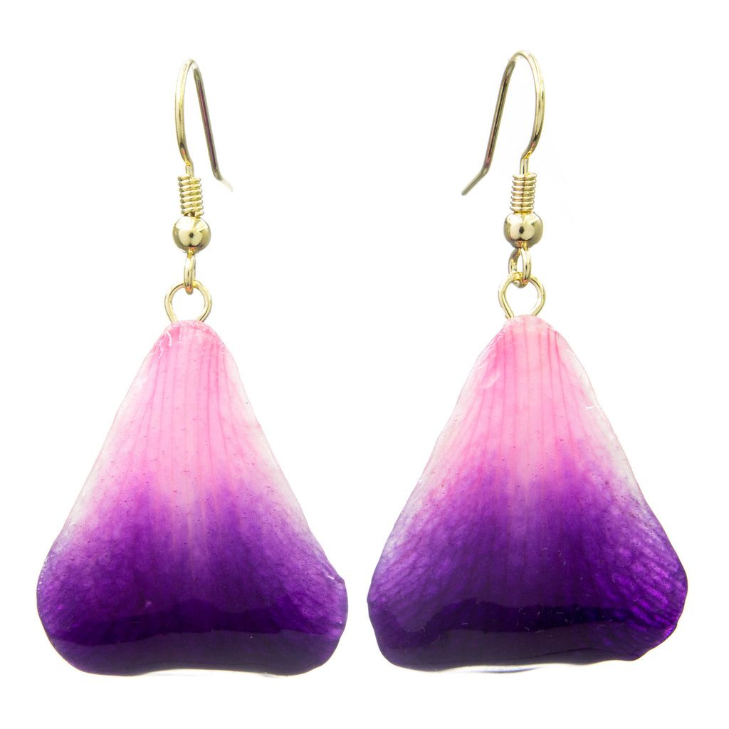 Dendrobium Orchid Petal Earrings - Purple & Pink