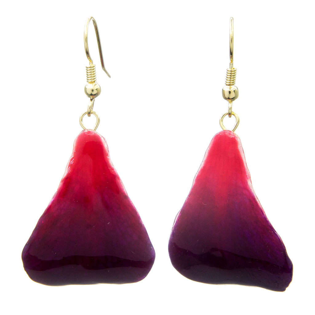 Dendrobium Orchid Petal Earrings - Purple & Red