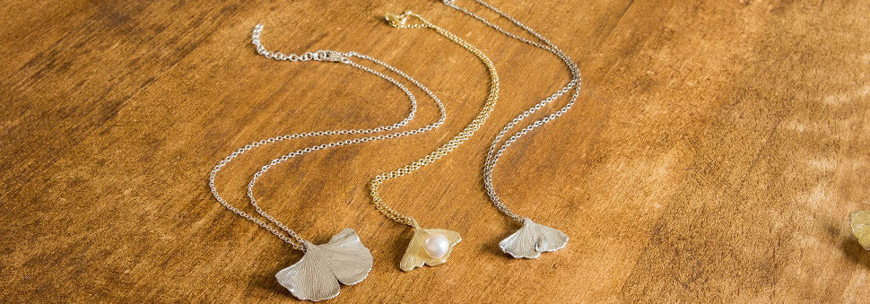 Silver and Gold Gingko  Pendants